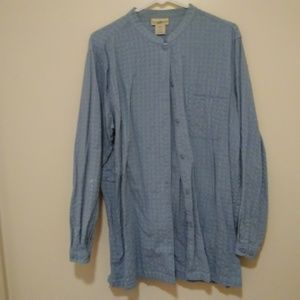 Blue textured button down tunic in Women